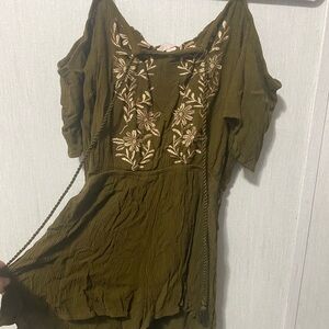 Gold green romper with strings